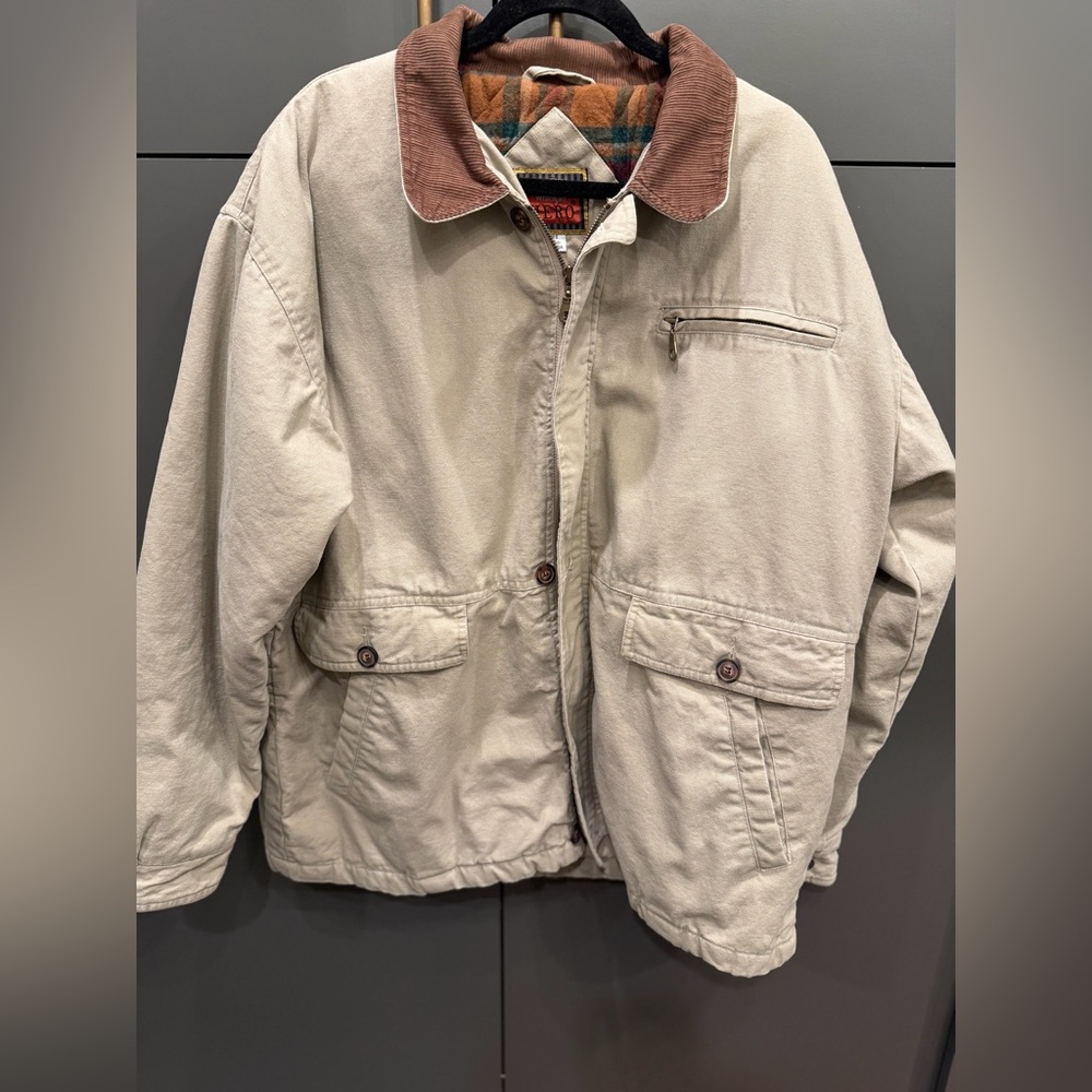 Wrangler Hero Canvas Workwear Jacket | Plaid Lined Corduroy Collar | XL - Picture 3 of 5